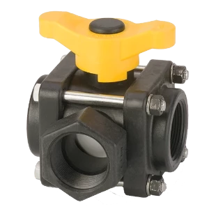 BALL VALVE, 3-WAY, 1-1/2" SIDE LOAD